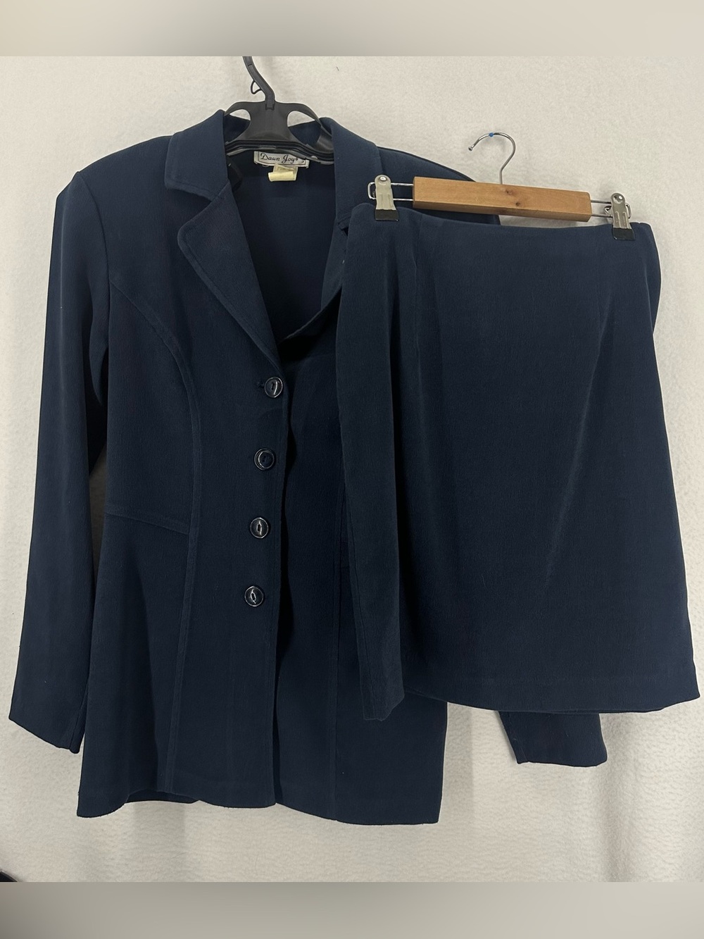 Dawn Joy Vintage‎ Navy Knit Blazer Suit Set Women’s Size 4 Career Office